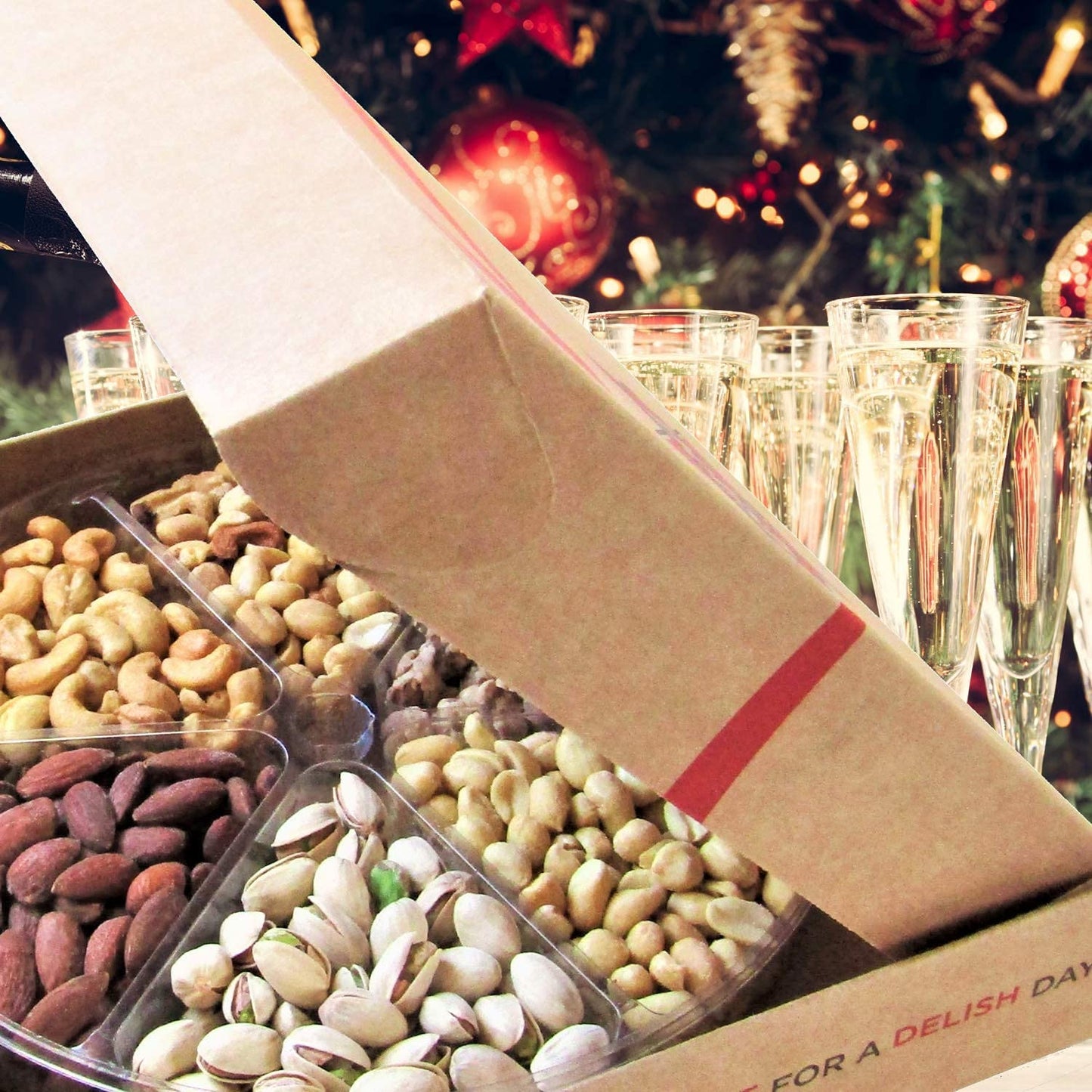 Gourmet Nuts Gift Basket - Nut Assortment Large Gift Tray 6-Pt By It'S Delish - Gift Box For Valentines Fathers Mothers Day, Fam