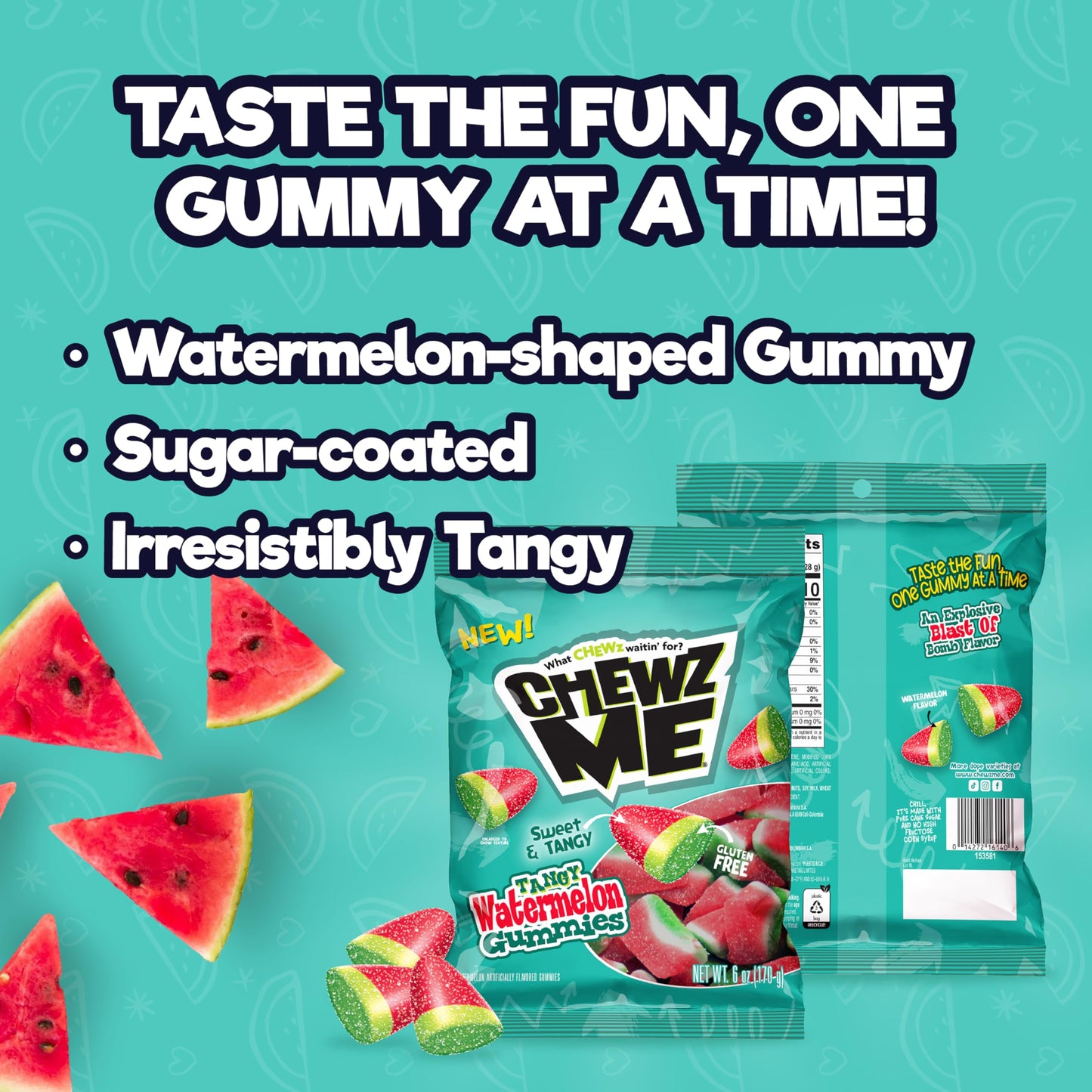 Chewzme Watermelon Gummies, Sour Gummy Candy, 6 Oz (Pack Of 1)