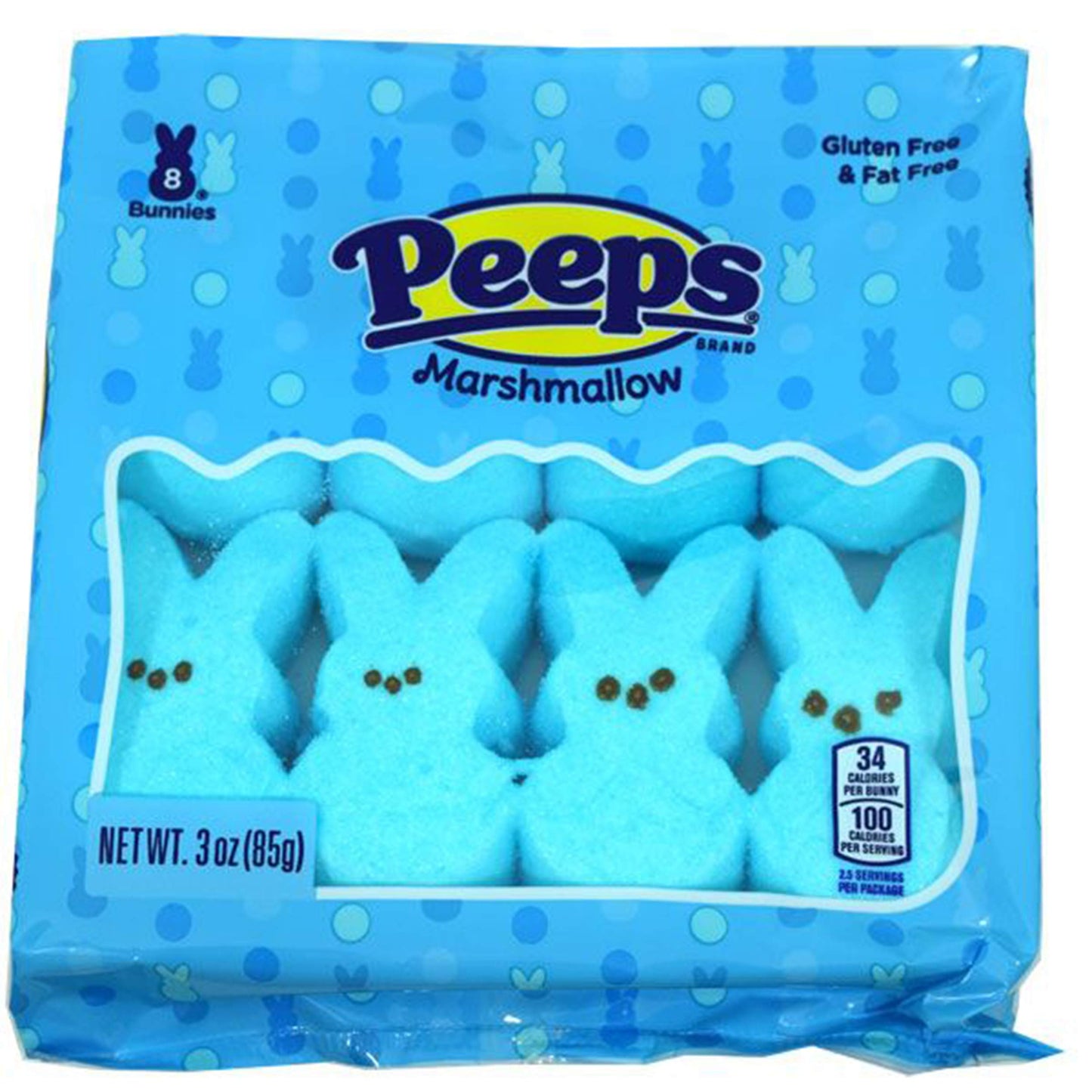 Peep (1 Bag) Easter Blue Marshmallow Bunny Candy - 8 Bunnies Per Bag - Gluten & Fat Free - 3 Oz / 85 G