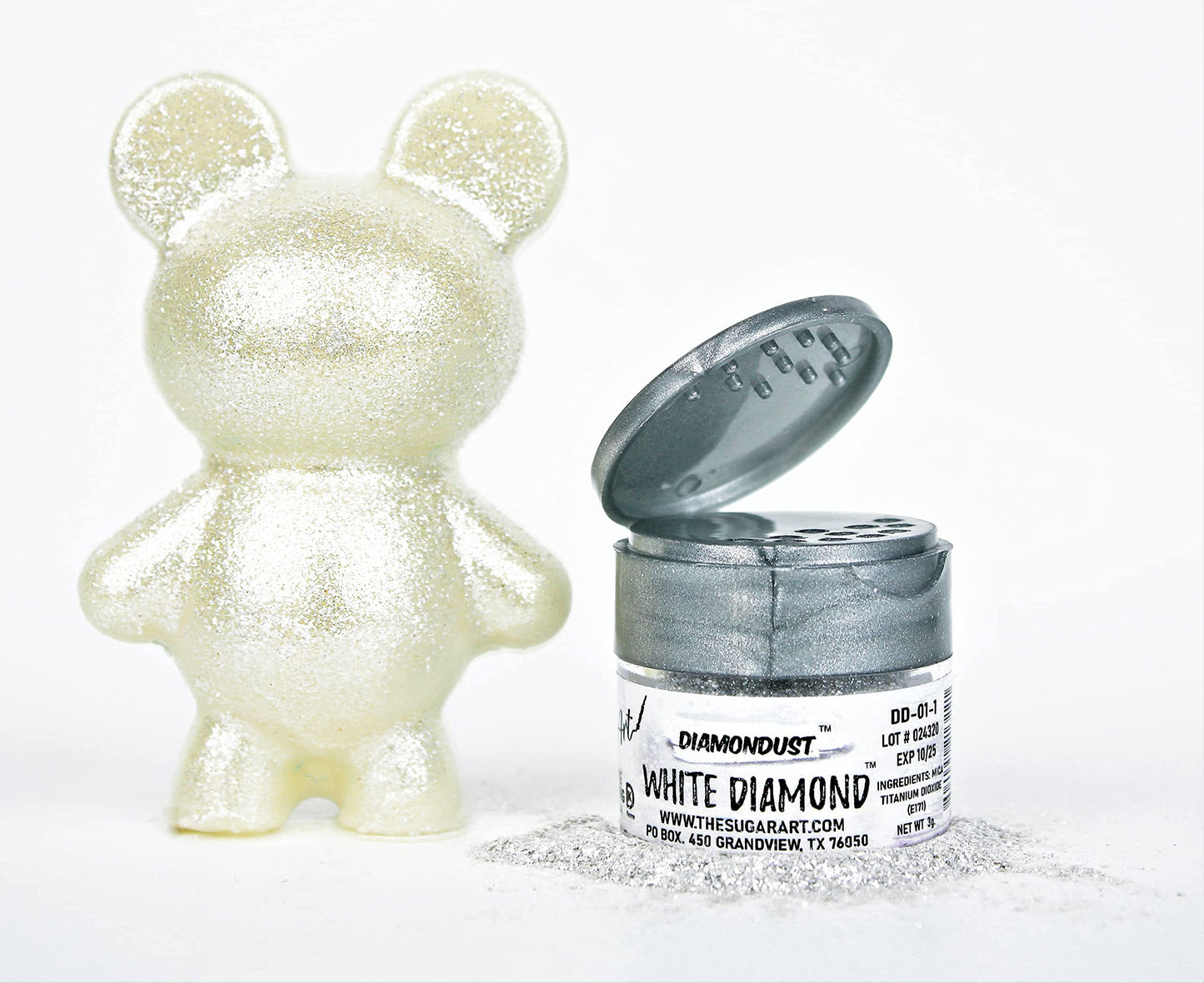 White Diamond Edible Glitter for Drinks, Cocktails, Cake Decorating, Strawberries, Chocolates & More | No Taste | 4g | 100% Food
