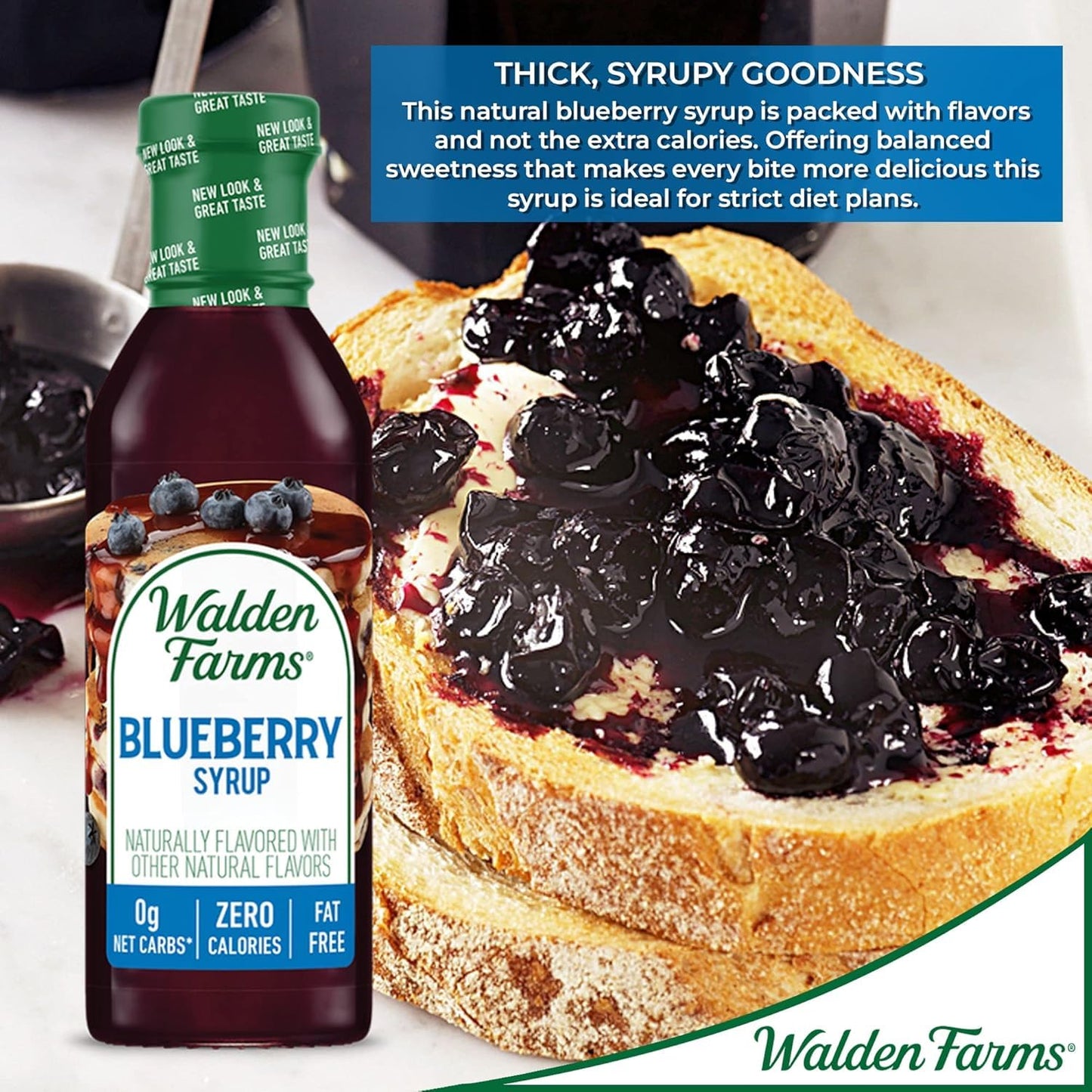 Walden Farms Blueberry Syrup - Perfect for Pancakes, Waffles, Desserts - Zero Calorie, Sugar-Free, Low Carb, Keto-Friendly, Glut