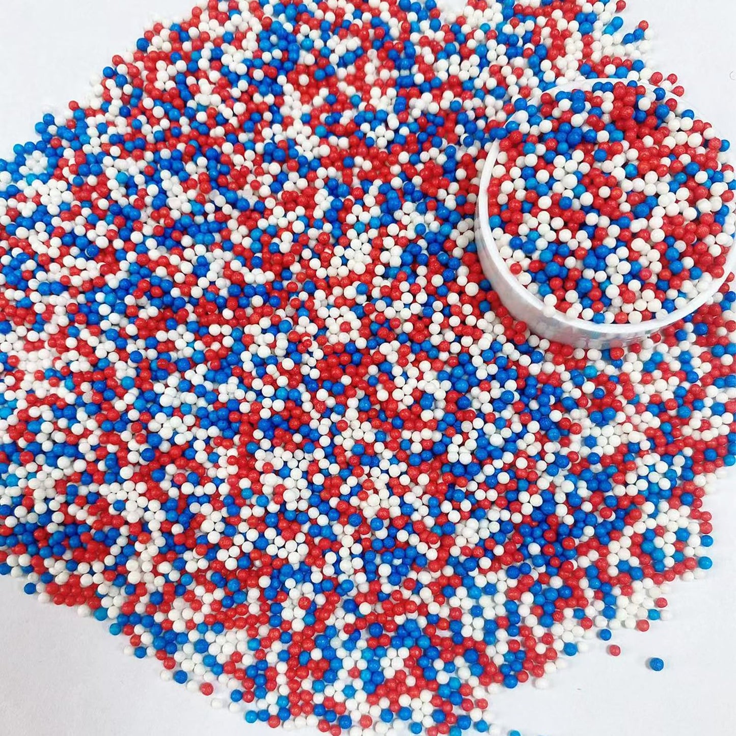 Philaeec Patriotic Nonpareils Sprinkle Red White And Blue Peals Sprinkle Edible For Cake Decoration Cupcake Topper Cookie Baking