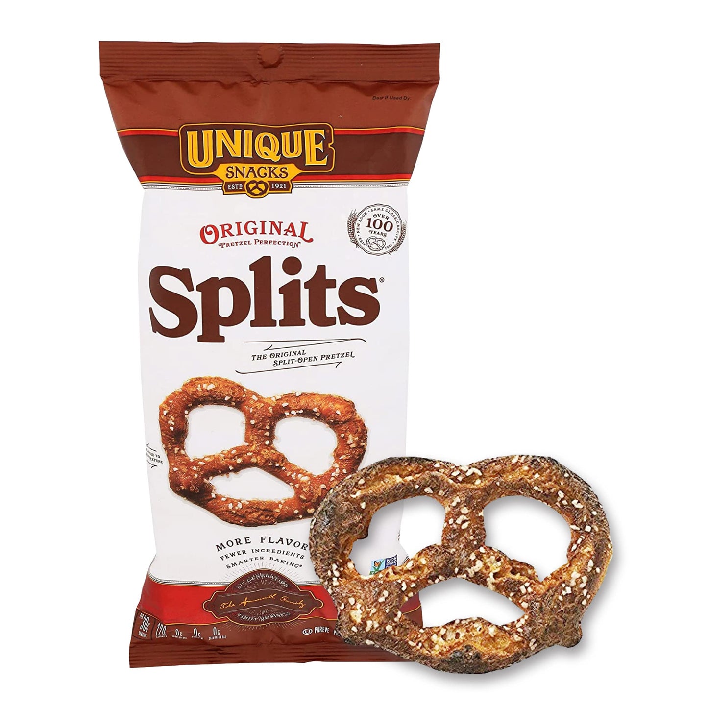 Unique Snacks Original Splits Pretzels, OU Kosher, Non-GMO, 11 Oz. Bag, Pack of 6