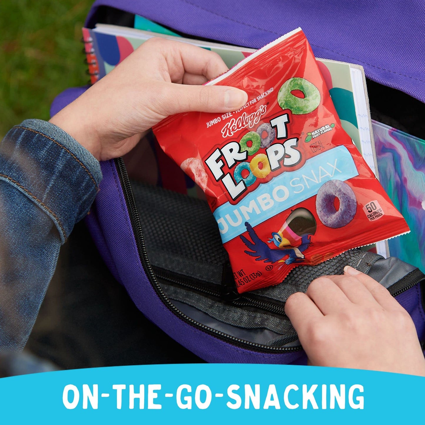 Froot Loops Jumbo Snax Cereal Snacks, Fruit Flavored, Original, 48 Pouches - Kids Snacks, Convenient & Delicious Treats