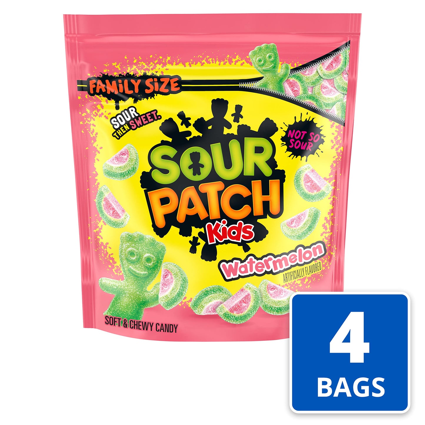 SOUR PATCH KIDS Watermelon Soft & Chewy Candy, Family Size, 4 - 1.8 lb Bags