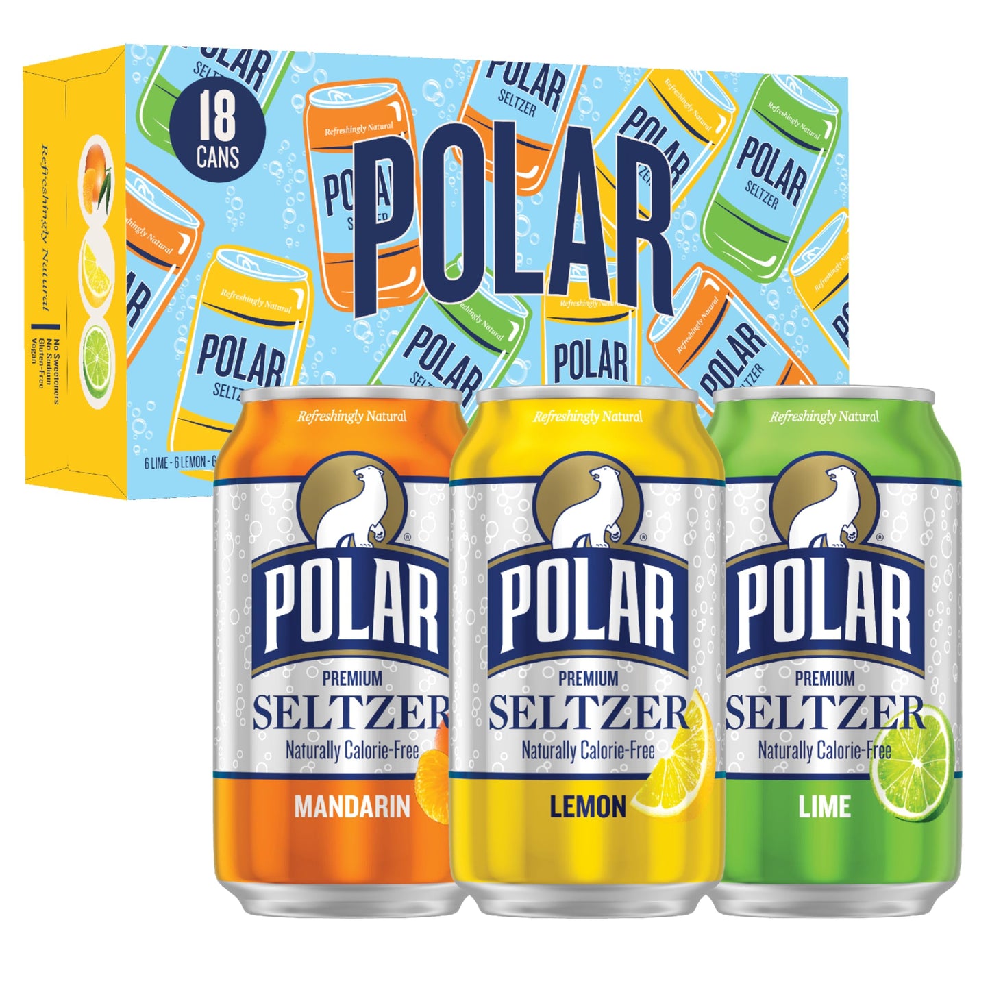 POLAR Seltzer Water Citrus Variety Pack, 12 fl oz Cans, 18 Pack, Model 10161317