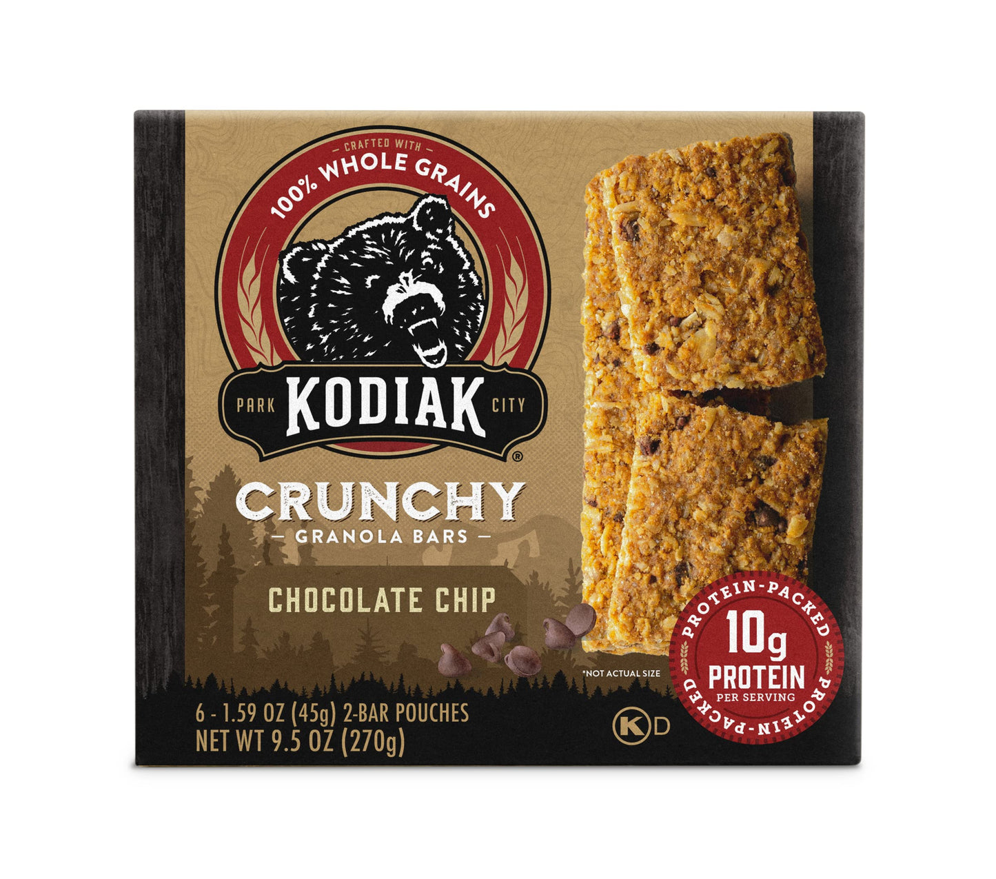 Kodiak Cakes Crunchy Granola Bar Variety Pack - Peanut Butter (2 Boxes) And Chocolate Chip (2 Boxes) High Protein Granola Bar Snack - 100% Whole Grain Granola Bars Bulk - (24) Total Pouches