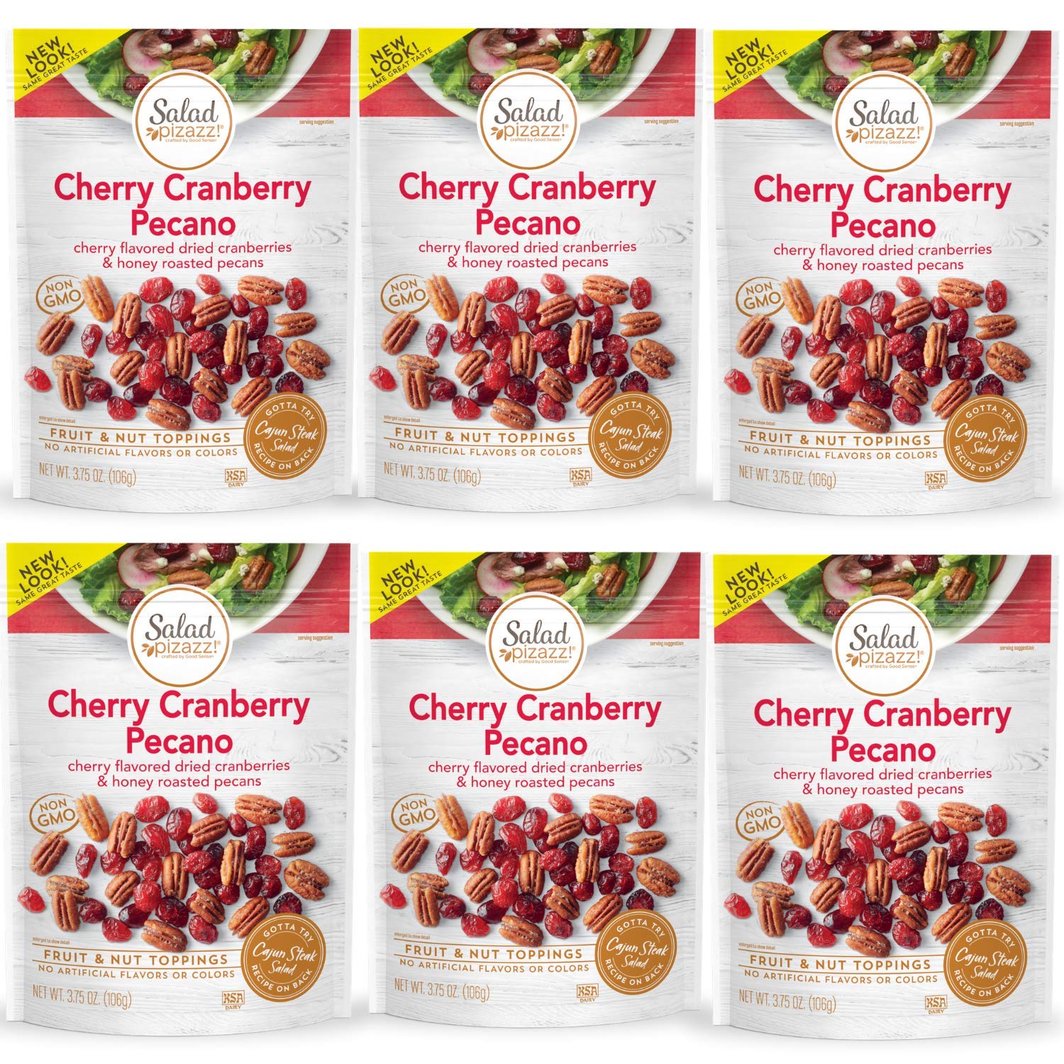 Salad Pizazz! | Dried Cherry Flavored Cranberries & Honey Roasted Pecans | Salad Topper, 3.75 Ounce (Pack of 6)