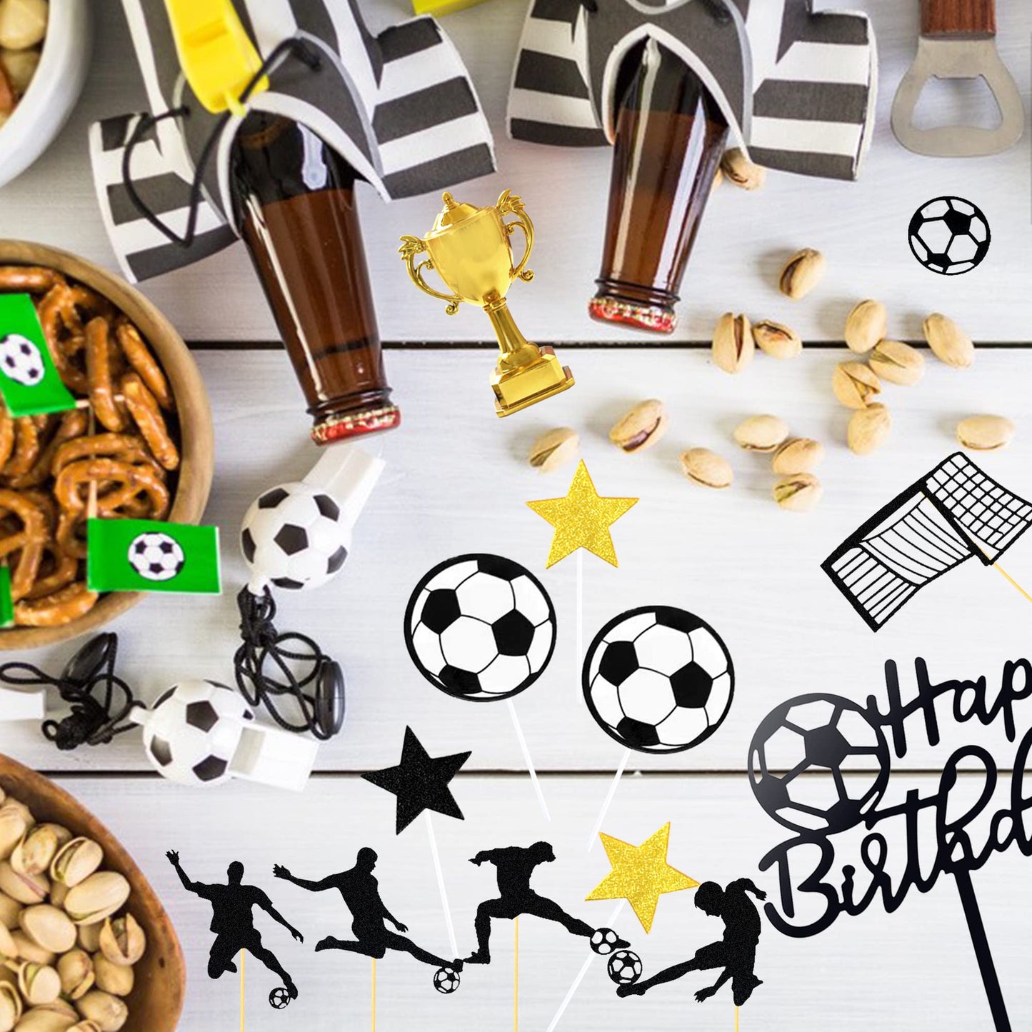 28 Pcs Soccer Cake Topper Soccer Ball Player Cake Decorations For Soccer Birthday Party Sport Party Supplies