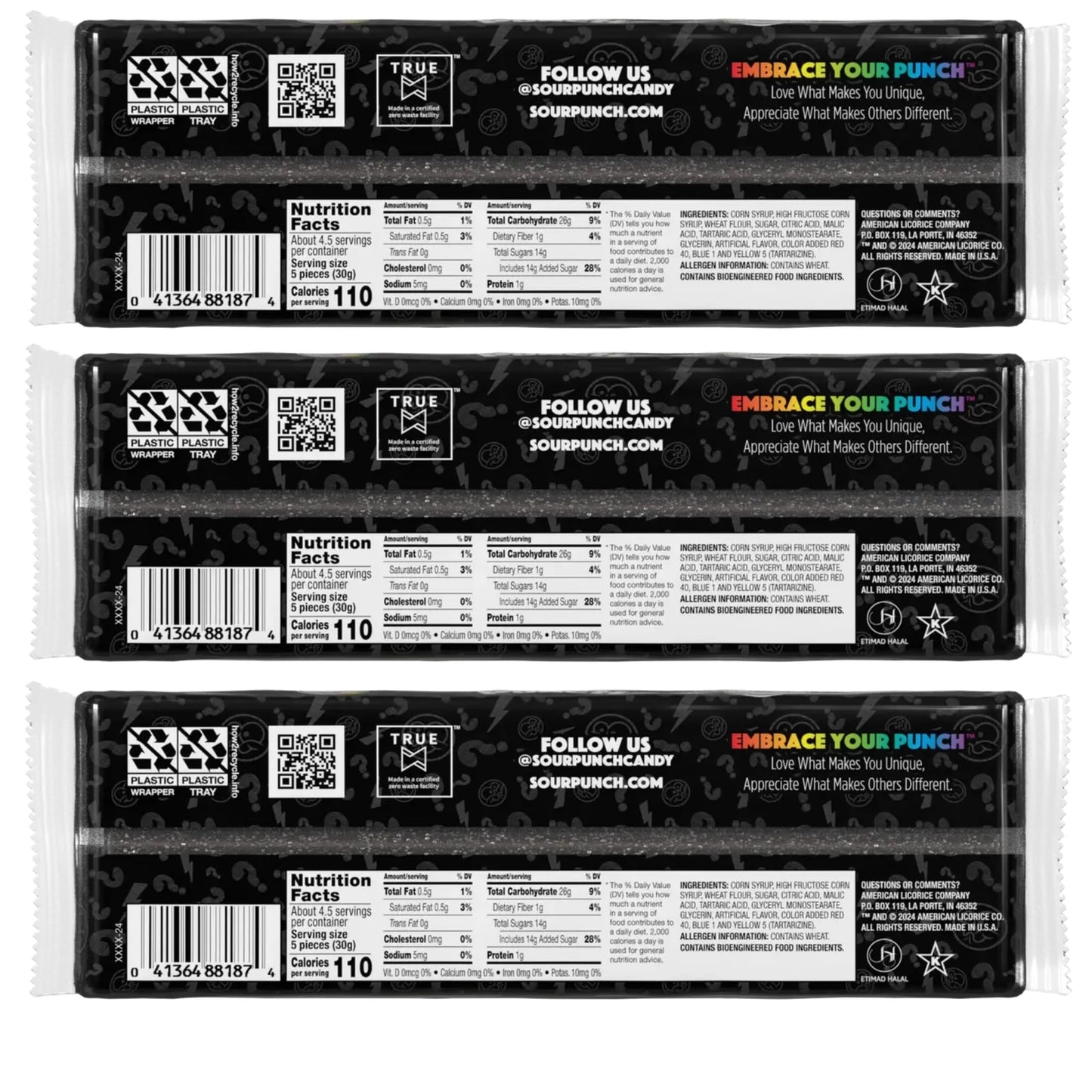 Sunny Bourne Sour Punch Fruity Mystery Straws Bundle - 3 Packs of 4.5 oz Assortment, 9.21 x 3.19 x 1.73 inches