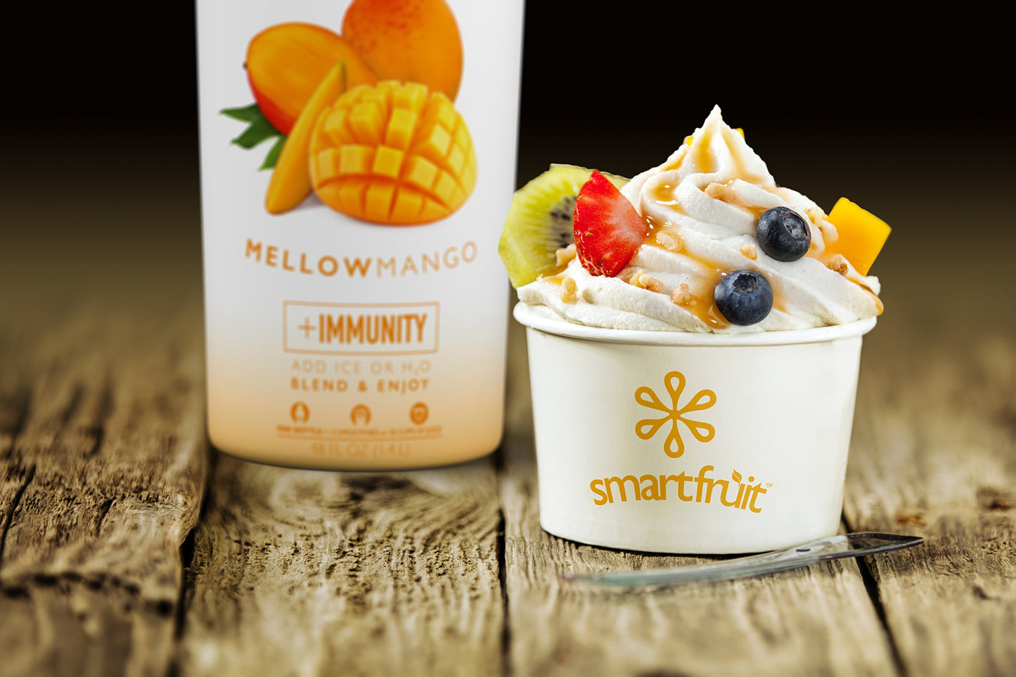 Smartfruit Mellow Mango + Immunity - 100% Real Fruit Pur?e w/Mango  Banana  Apple  Pineapple - Great for Smoothies  Juice  Yogurt  Cocktails  Tea - High in Vitamin C  Selenium  Zinc - 2-Pk  48oz Each