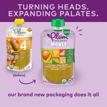Plum Organics Mighty 4 Organic Toddler Food - Mango, Pineapple, White Bean, Butternut Squash, And Oat - 3.75 Oz Pouch (Pack Of 1