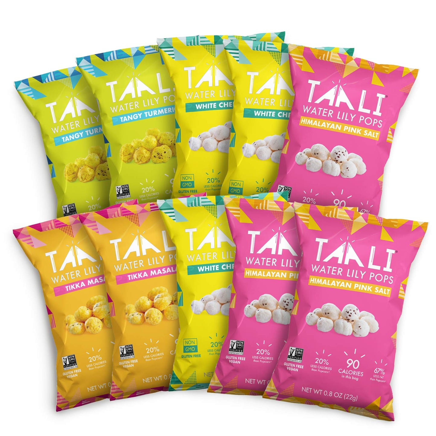 Taali 4-Flavor Variety Water Lily Pops (10-Pack) - Roasted Fox Nuts Makhana Snack | Crunchy Indian Healthy Snacks | Protein-rich