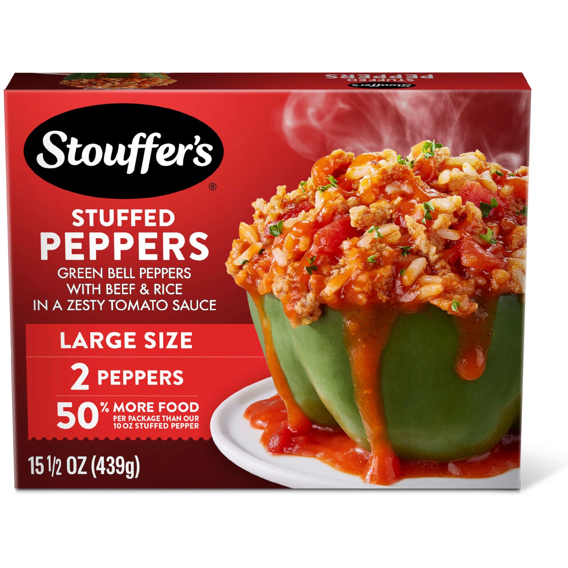 Stouffers Stuffed Peppers, Large Size Frozen Meal, Meals-entrees, Beef, 15.5 Oz