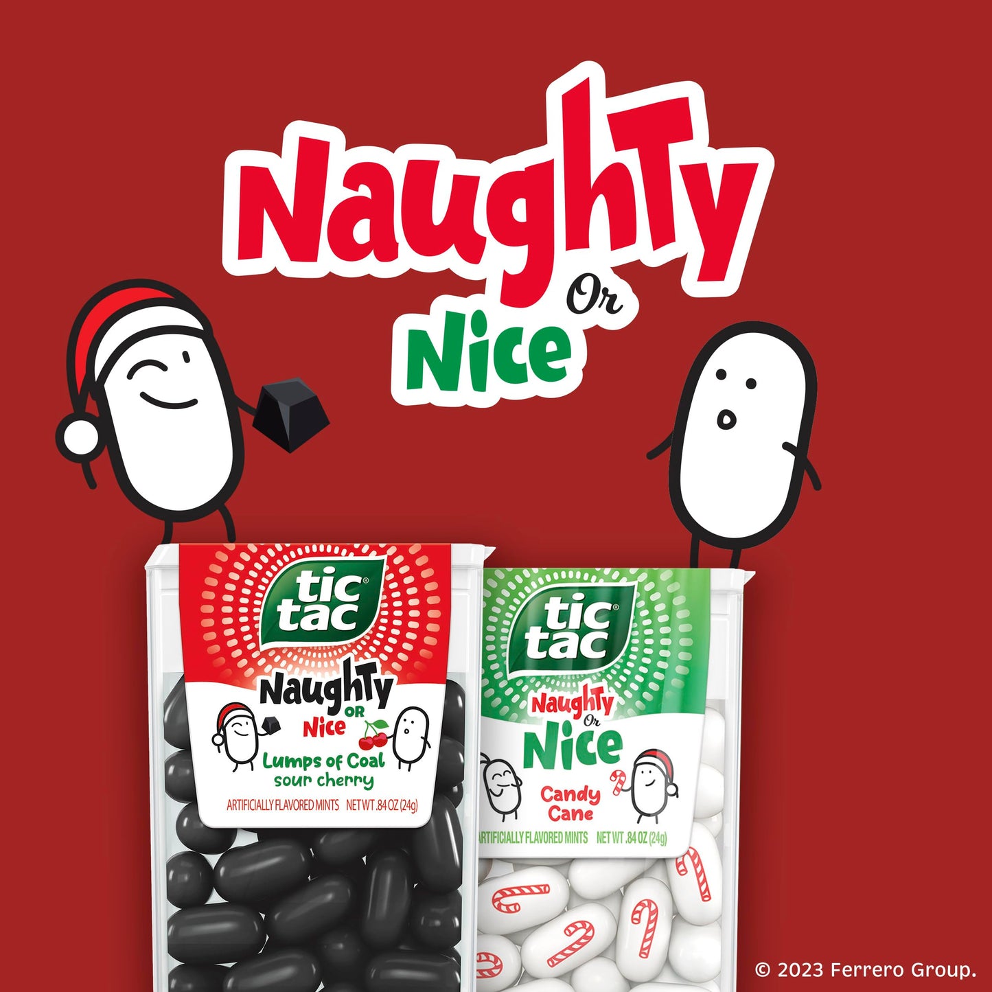 Tic Tac Naughty or Nice Lumps of Coal Sour Cherry Mints, 12 Count, On-the-Go Refreshment, Stocking Stuffers, 0.84 oz Each