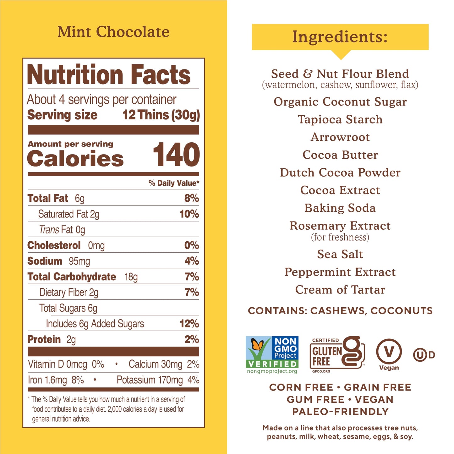 Simple Mills Sweet Thins Cookies, Seed And Nut Flour, Mint Chocolate - Gluten Free, Paleo Friendly, Healthy Snacks, 4.25 Ounce (Pack Of 6)