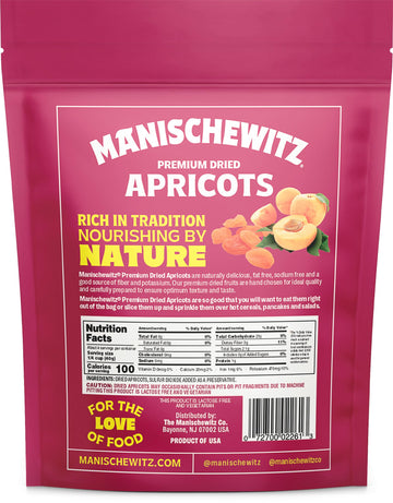 Manischewitz Premium Dried Apricots 6Oz (2 Pack) ''Resealable Bag'', Gluten Free, No Sugar Added, Good Source Of Fiber, Kosher