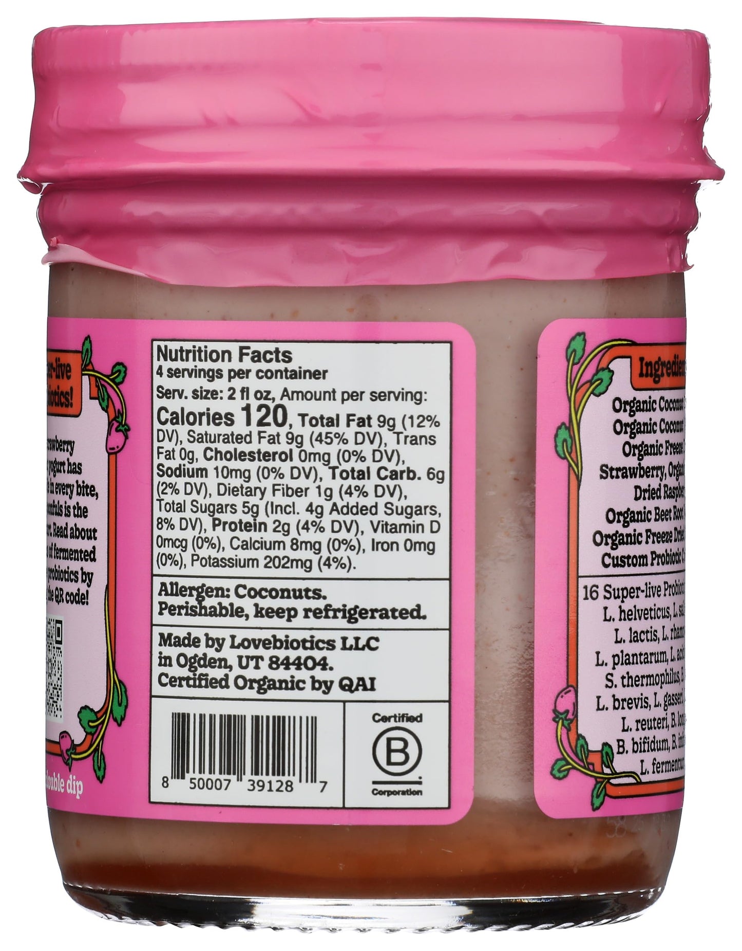 The Coconut Cult, Organic Harvest Strawberry Coconut Yogurt, 8 Oz