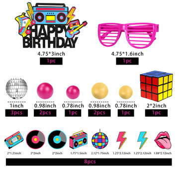 20 Pcs 80S 90S Cake Toppers Retro Hip Hop Cake Decorations For Born In The 80'S 90S Decade Throwback Party Decorations Supplies