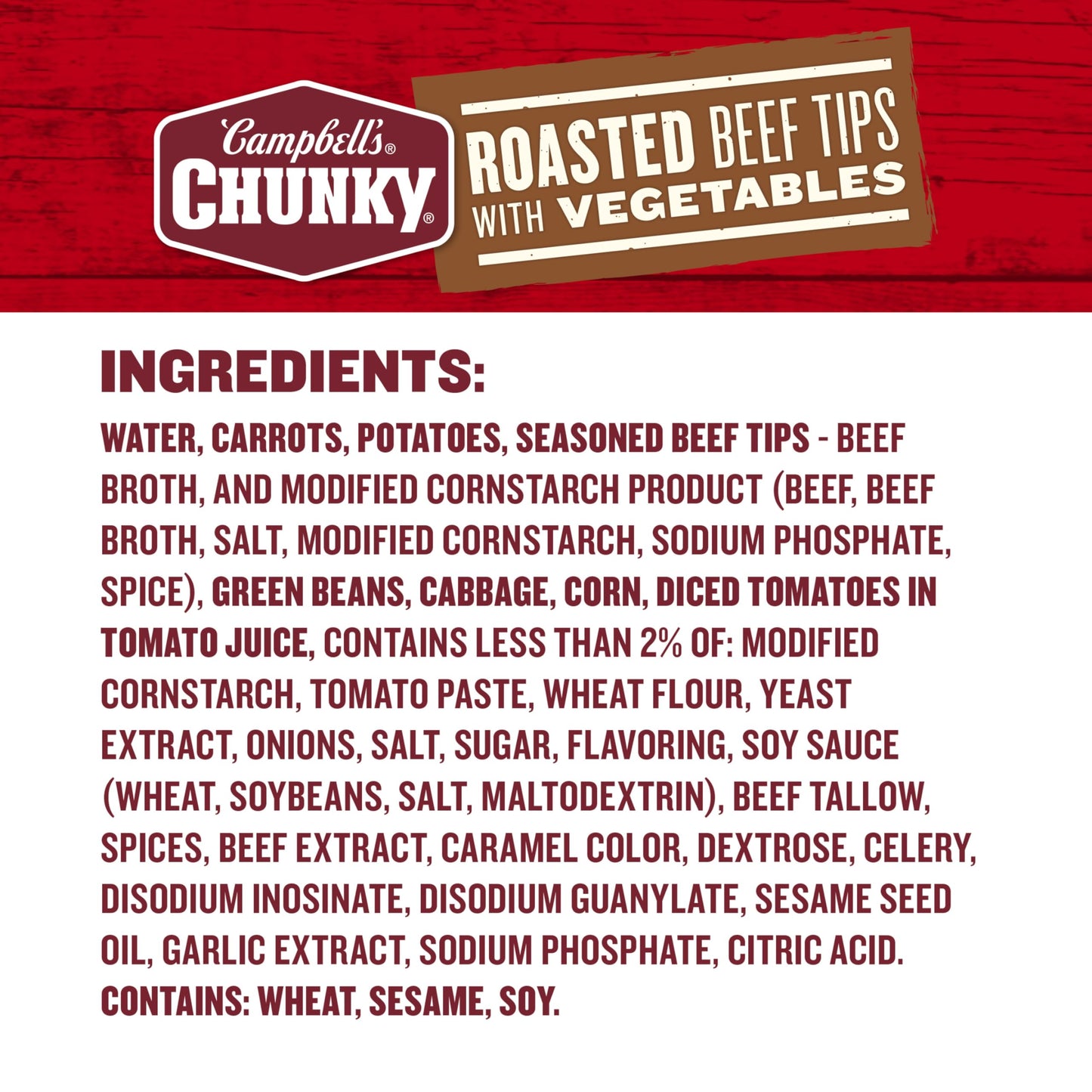 Campbells Chunky Soup, Roast Beef Tips With Vegetables Soup, 18.8 Oz Can