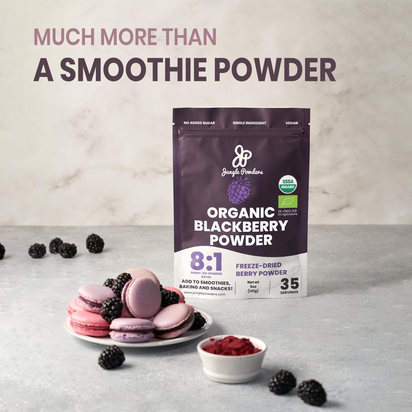 Jungle Powders Organic Blackberry Powder 5 Ounce Bag Usda Certified Freeze Dried Blackberries Powder For Baking Whole Blackberry