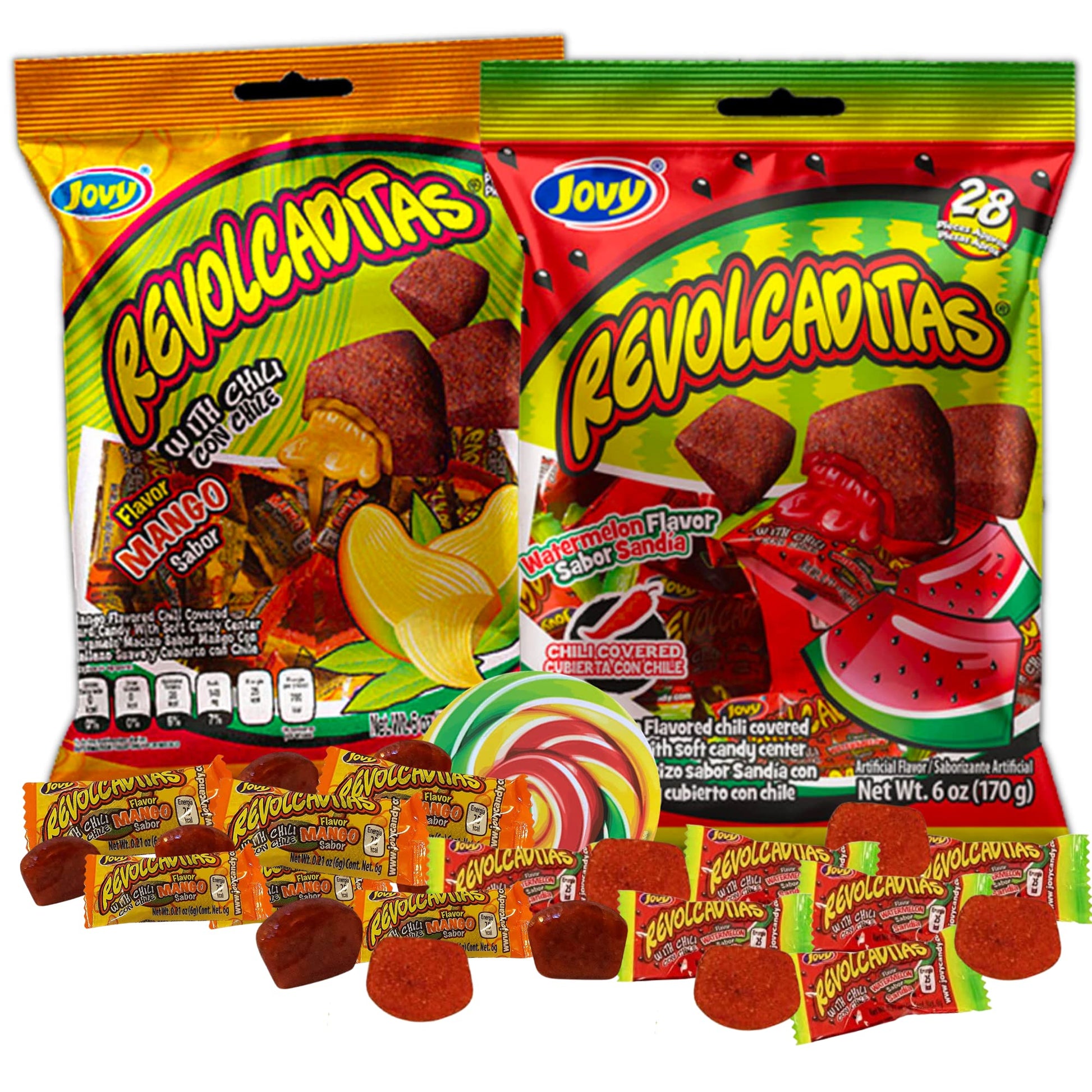 Sweet And Spicy Hard Candies Covered In Chili Powder, Watermelon And Mango Flavored Individually Wrapped Mexican Candies For Sha