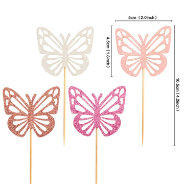 Ercadio 48 Pack Assembled Butterfly Cupcake Toppers Colorful Glitter Butterfly Cupcake Picks Baby Shower Kids Birthday Party Cak