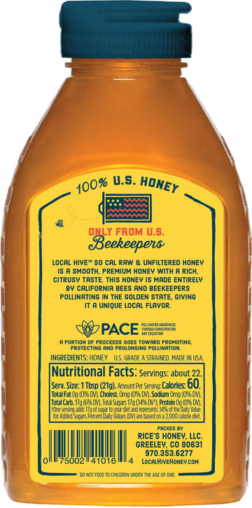 Local Hive Southern California Raw & Unfiltered Honey, 16Oz