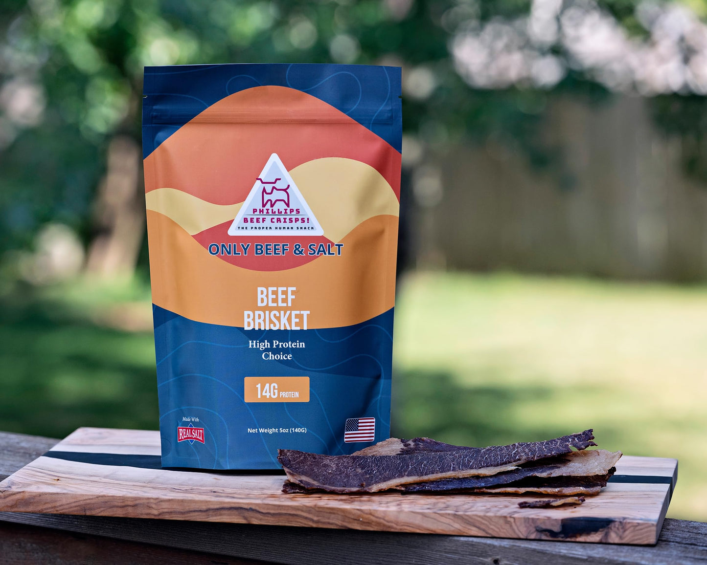 Phillips Beef Crisps - Brisket - Only Beef & Salt - Zero Carbs - Zero Sugar - High Protein Meat Snacks - 14g Protein