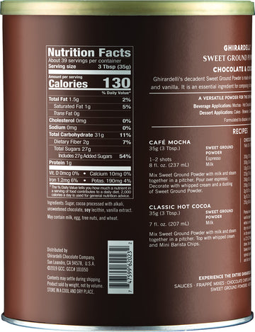 Ghirardelli - Sweet Ground Chocolate & Cocoa Gourmet Powder 3 lbs & Sweet Ground White Chocolate Gourmet Flavored Powder 3.12 lb