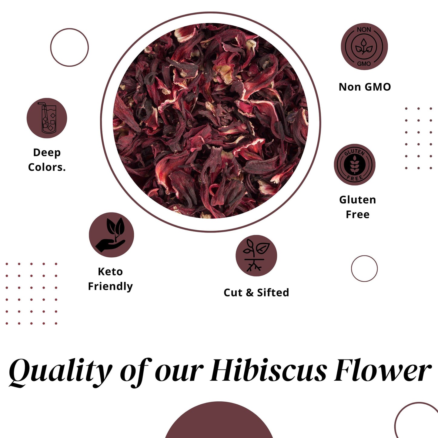 ZAVBE Hibiscus Tea - Dried Hibiscus Flowers, Cut and Sifted, 8 Ounce, Resealable Bag, Perfect for Hot & Iced Tea