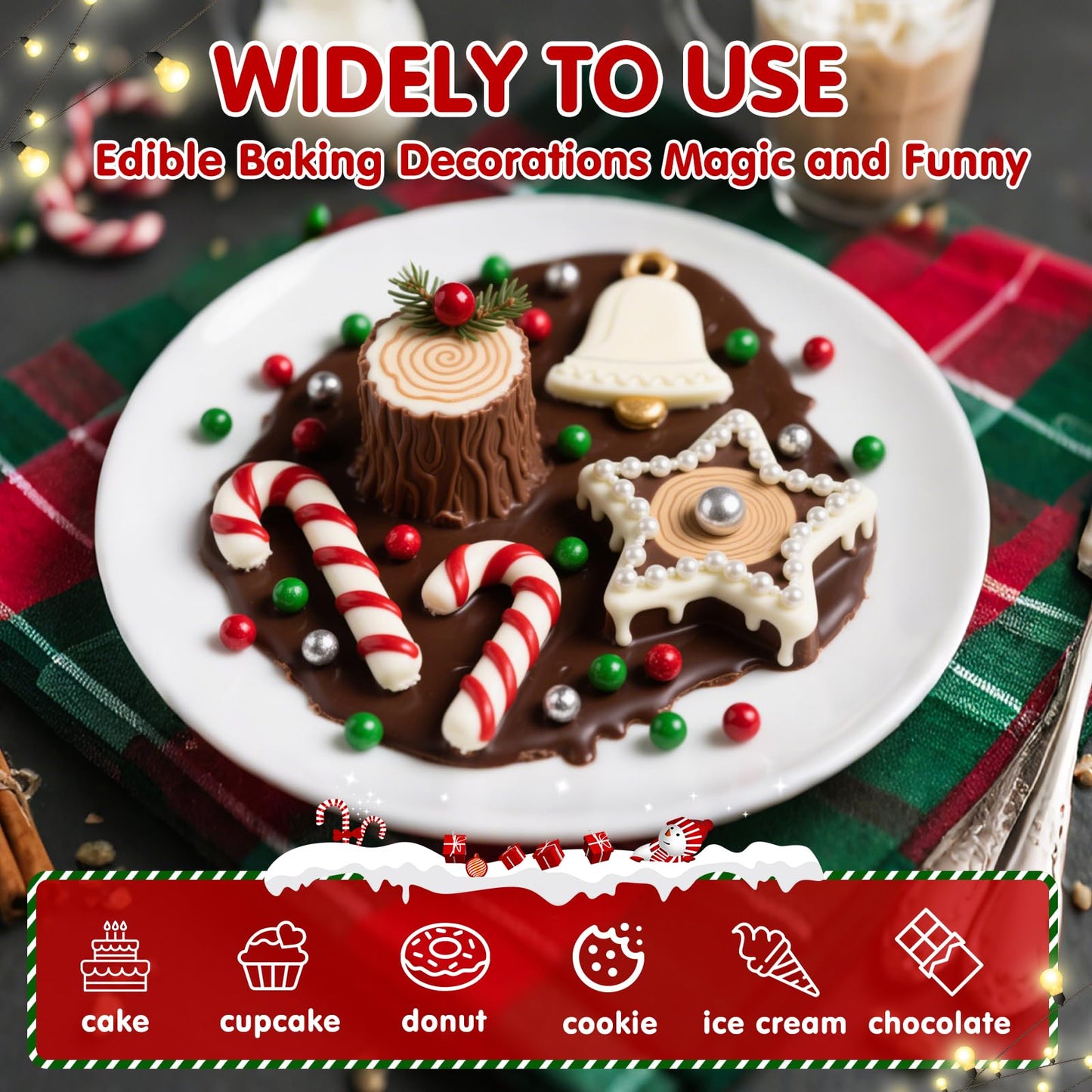 Edible Christmas Sprinkles Pearls for Cake Decorating,130g Red Green White and Silver Pearl Mixed,Edible Sugar Holiday sprinkle