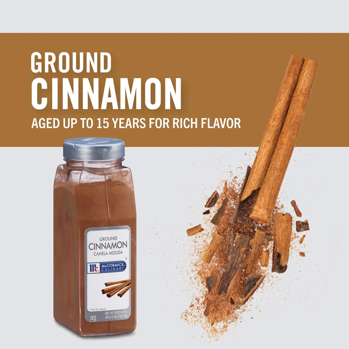 Mccormick Culinary Ground Cinnamon, 18 Oz (Pack Of 6) - Six 18 Ounce Containers Of Pure Ground Cinnamon Powder Perfect For Professional Use And Baking Cakes, Cookies, Pies, Custards, And Puddings