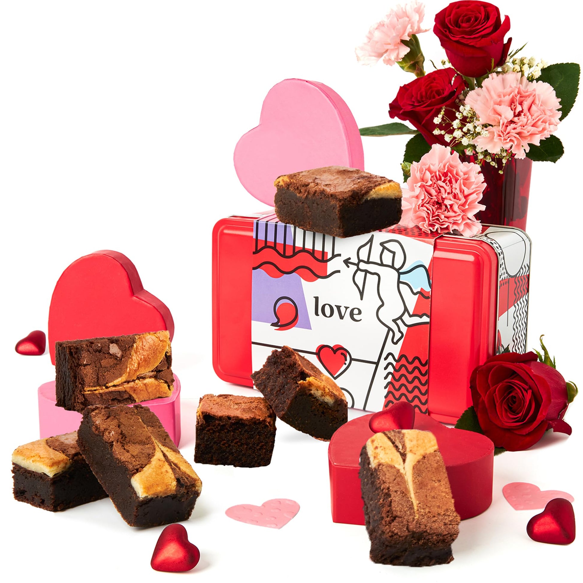 Davids Cookies Cheesecake Brownies Gift Box - Chocolate Brownie Dessert Gift, Gourmet Sweets in Sampler Tin with Love Sleeve