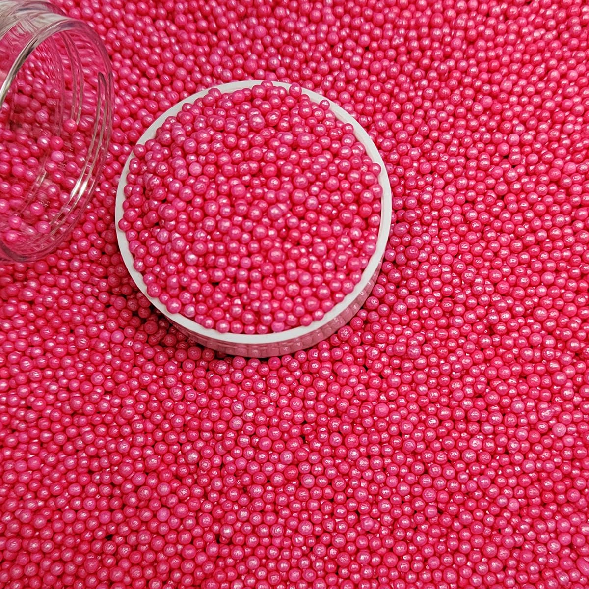 EPHVODI Hot Pink Nonpareils Sprinkles Edible Mini Pearl Sprinkles for Cake Decorations, Baking, Ice Cream, Cookies, Donuts and L