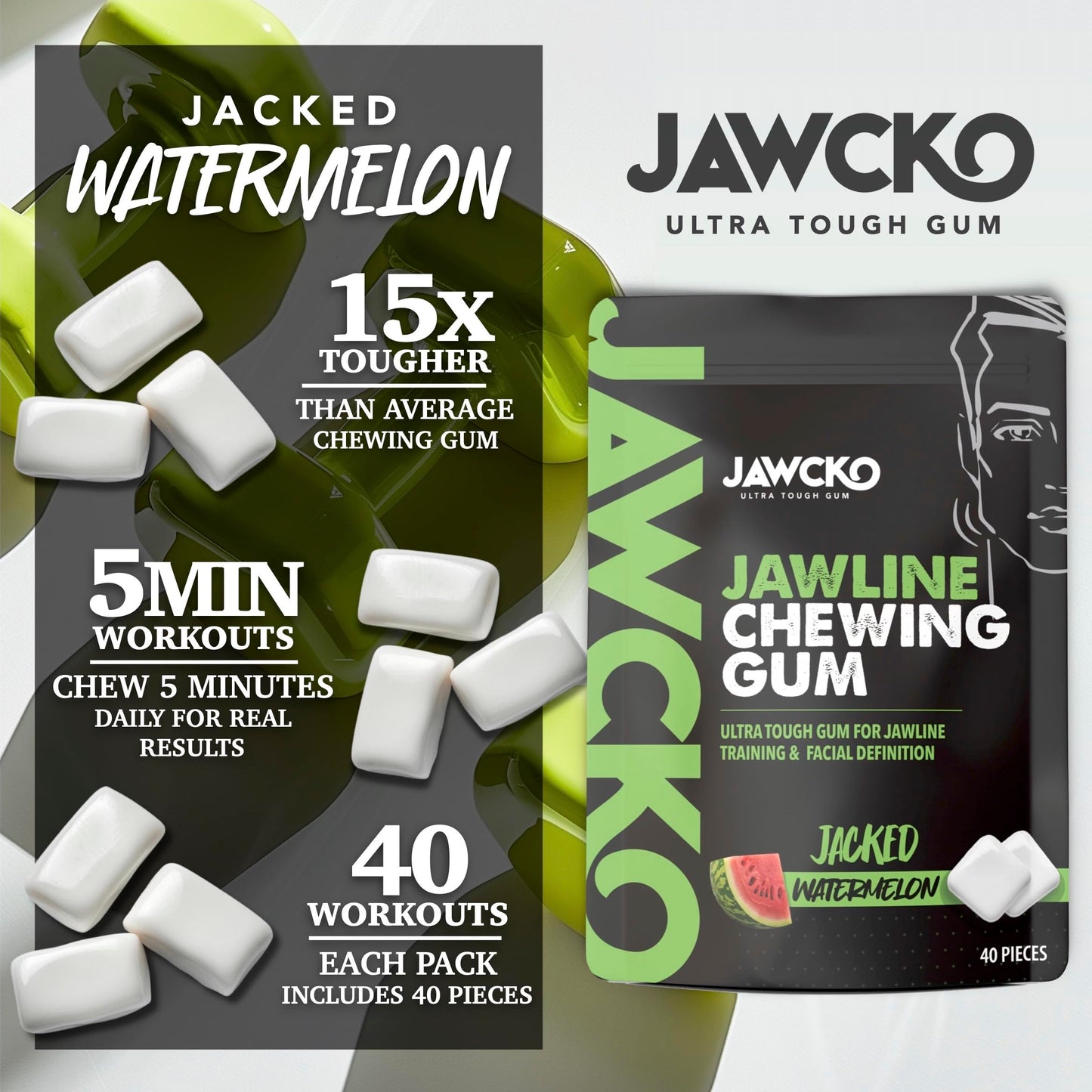 JAWCKO Ultra-tough Jawline Chewing Gum Variety 6-Pack | Get a Stronger  Squarer Jawline | 15X Hardness | Jaw Training Hard Gum | Chisel  Sculpt  Tone your Jaw | Facial Fitness Mewing Gum | 6X Flavors