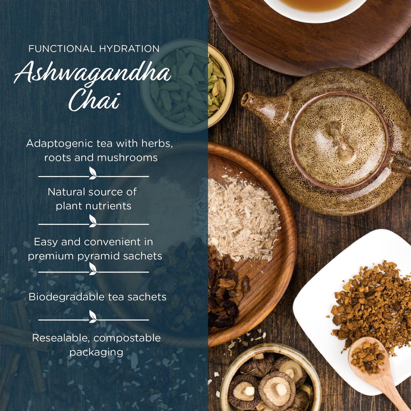 The Tea Spot Organic Ashwagandha Herbal Tea With Adaptogen For Immune Support & Stress Management | Blend Of Dandelion, Chaga &