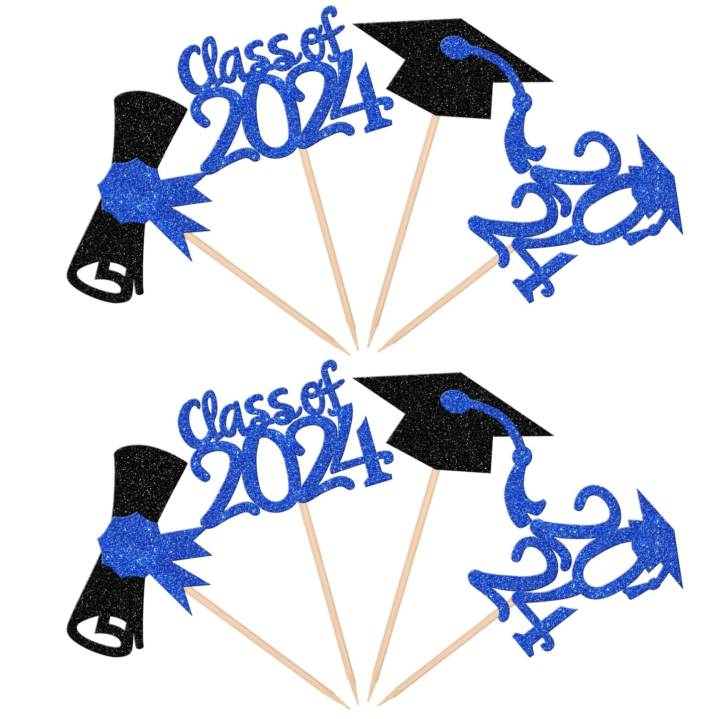 36 Pcs 2024 Graduation Theme Cupcake Toppers Glitter Class Of 2024 Cupcake Picks Diploma Grad Cap Cake Decorations For 2024 Grad