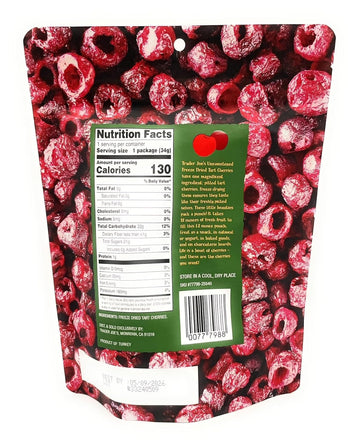 Trader Joes Freeze-Dried Tart Cherries Unsweetened & Unsulfured 1.2 Oz (34G) - 2 Pack