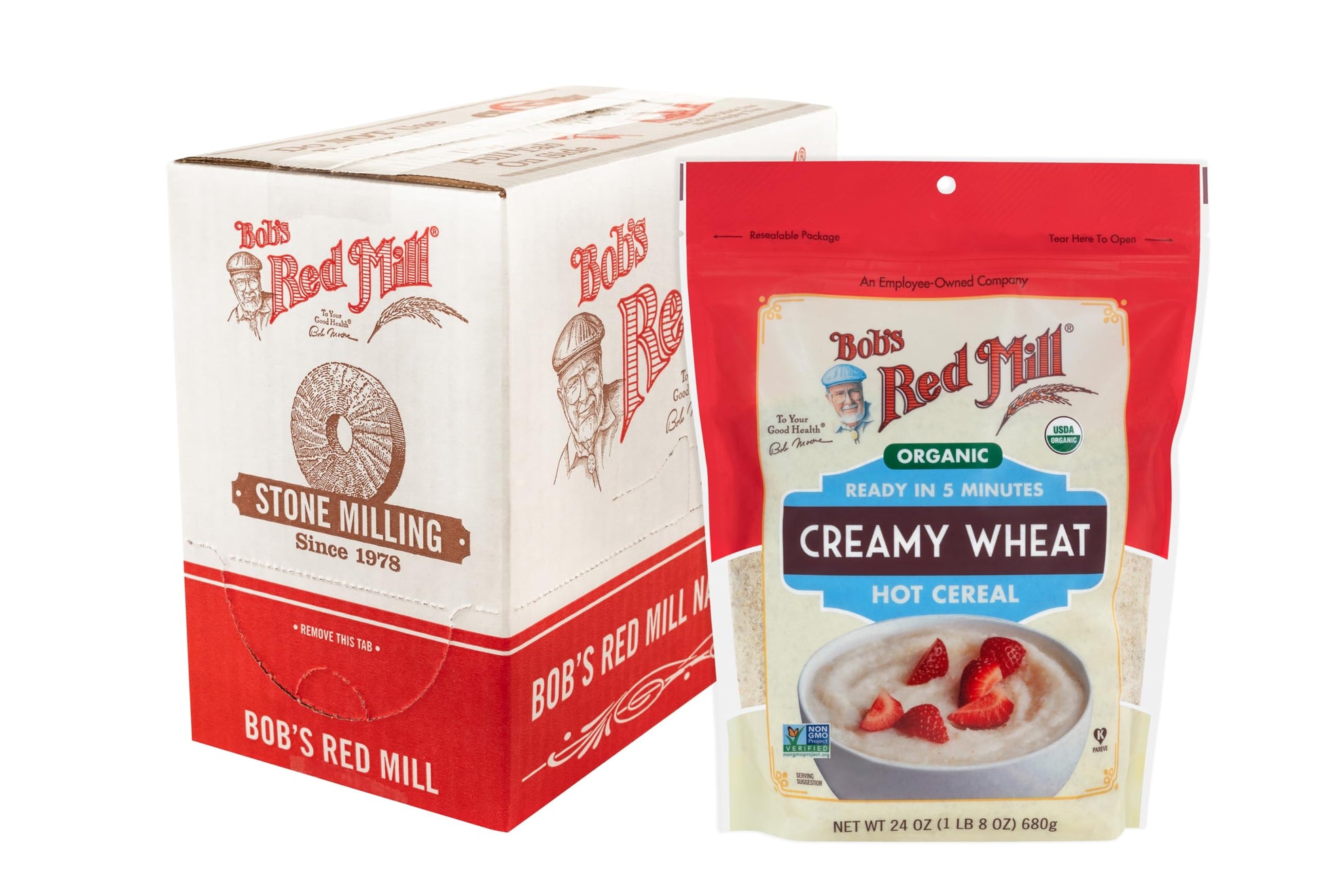 Bobs Red Mill Organic Farina White Wheat Cereal, 24 Ounce (Pack of 4), Kosher