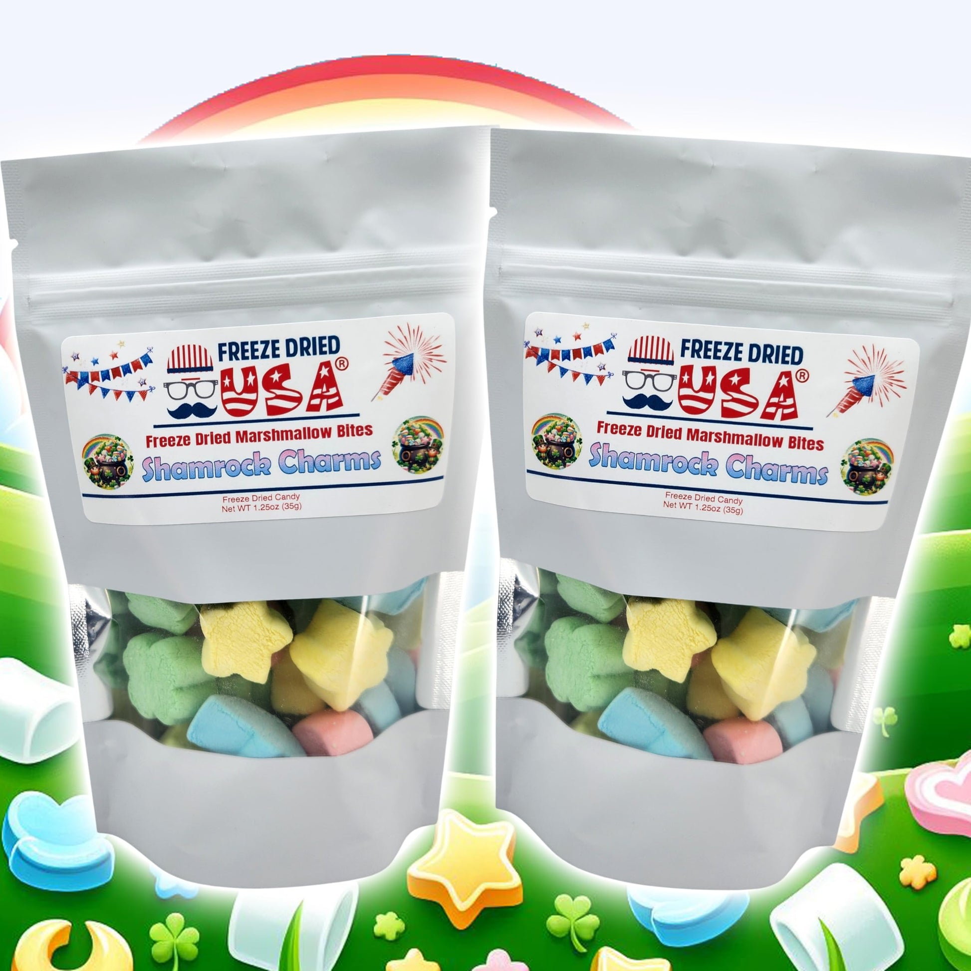 Shamrock Charms Freeze Dried Marshmallow Bites Two-Pack