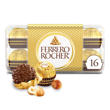 Ferrero Rocher, 16 Count, Gourmet Milk Chocolate Hazelnut, Chocolate Gift Box, Individually Wrapped, 7 Oz