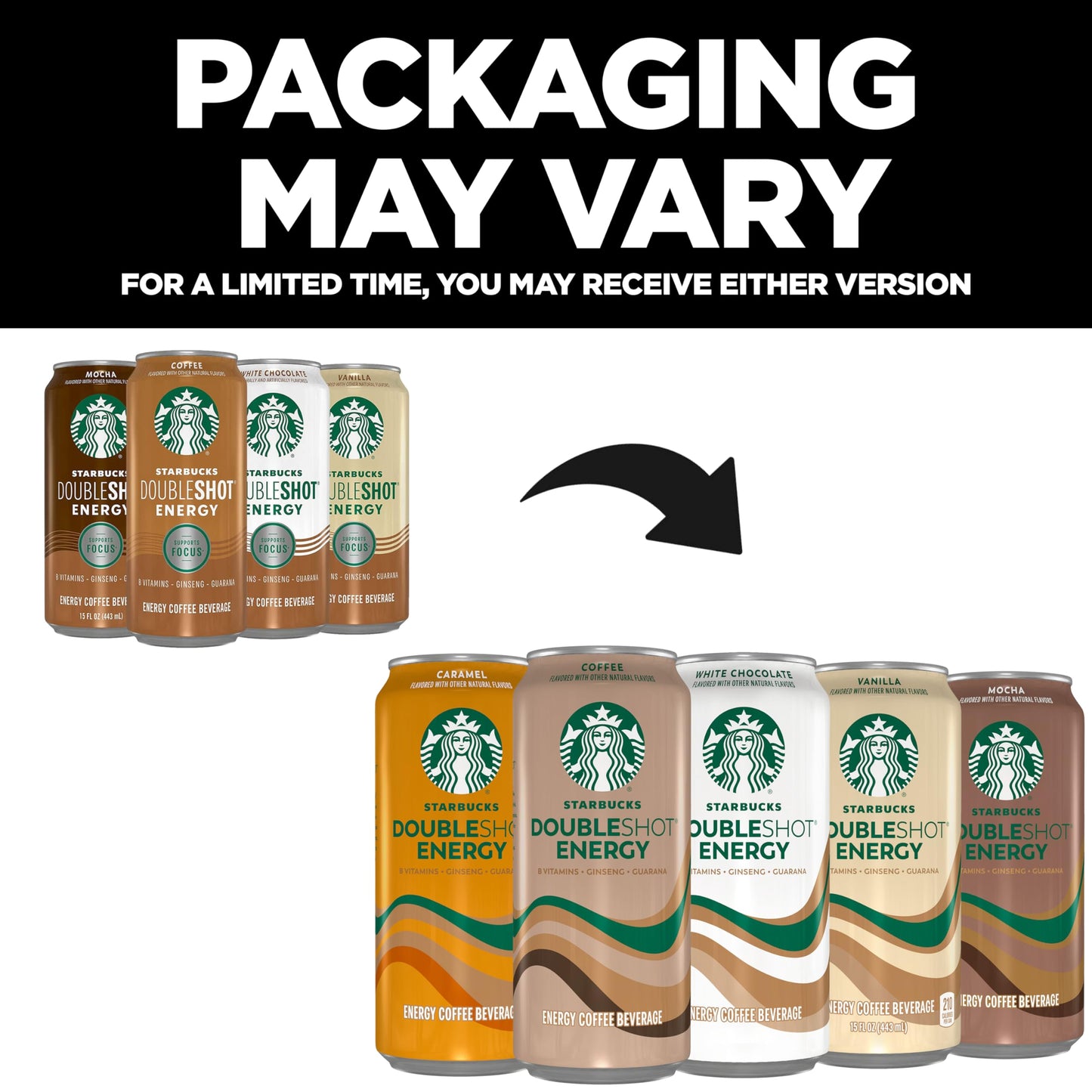 Starbucks Doubleshot Energy Drink Coffee Beverage, White Chocolate, Iced Coffee, 15 fl oz Cans (12 Pack) (Packaging May Vary)