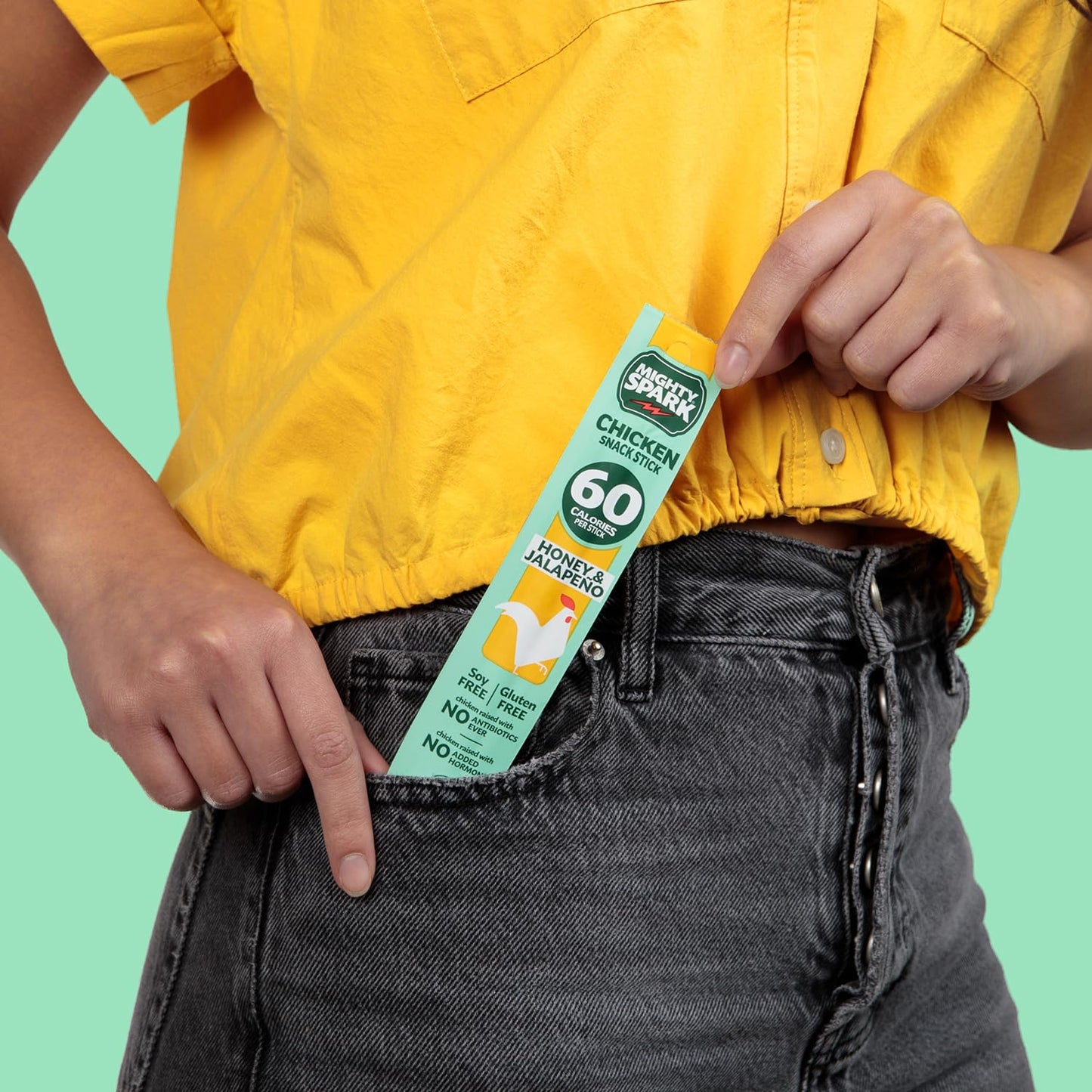 Mighty Spark Chicken Snack Sticks - Honey and Jalapeno - 6g of Protein, No Antibiotics Ever, No Hormones Added, Gluten Free, Soy