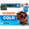 Dunkin Cold Iced Coffee, Keurig K-Cup Pods, 10 Count Box