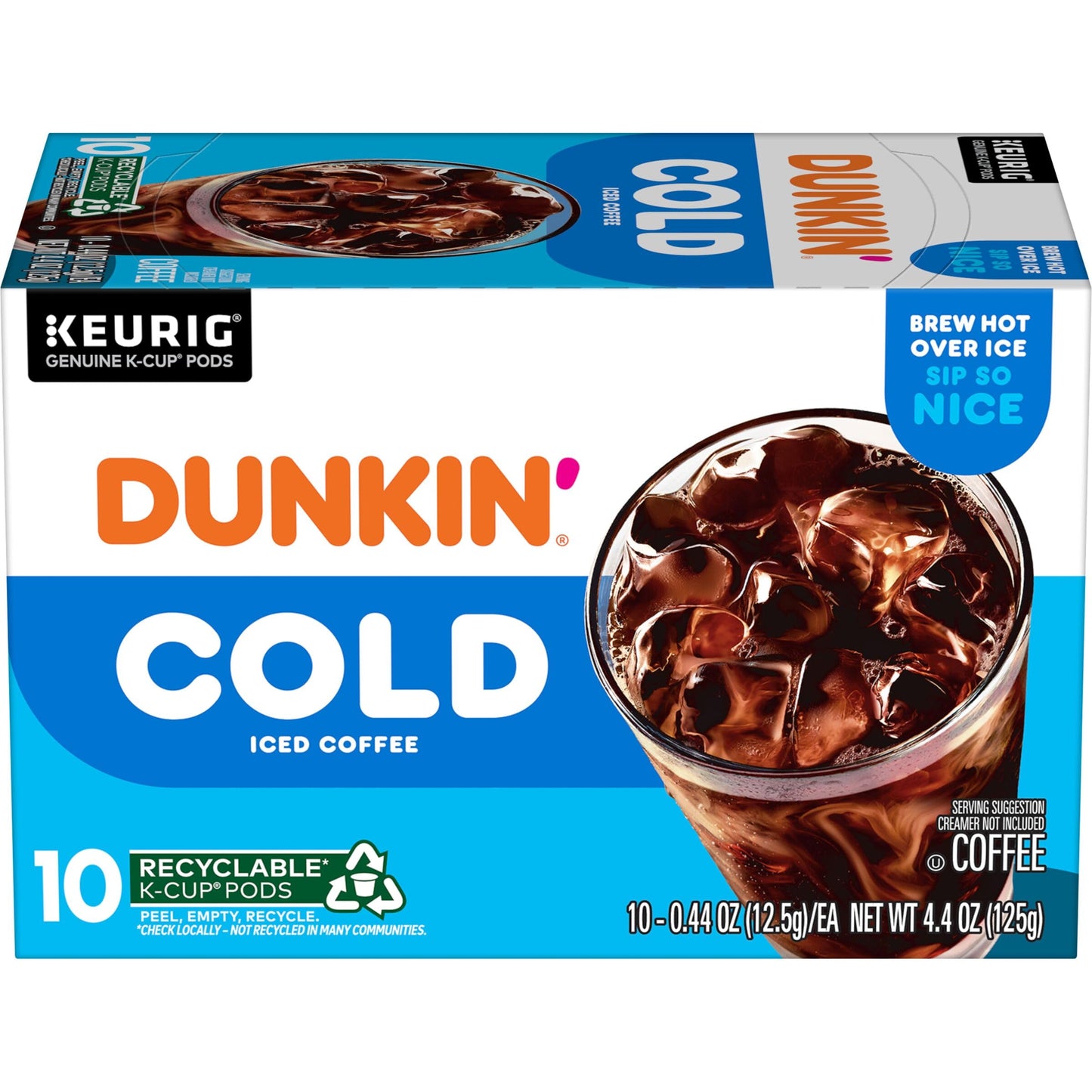 Dunkin Cold Iced Coffee, Keurig K-Cup Pods, 10 Count Box