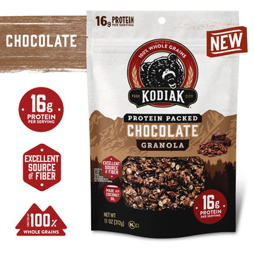 Kodiak Cakes Granola Pouch, Chocolate, High Protein, Whole Grains, Pack of 5