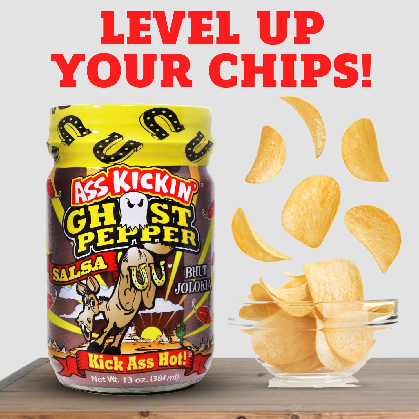 ASS KICKIN Ghost Pepper Salsa - Premium Gourmet Spicy Salsa for Chips & Burritos - 13 oz