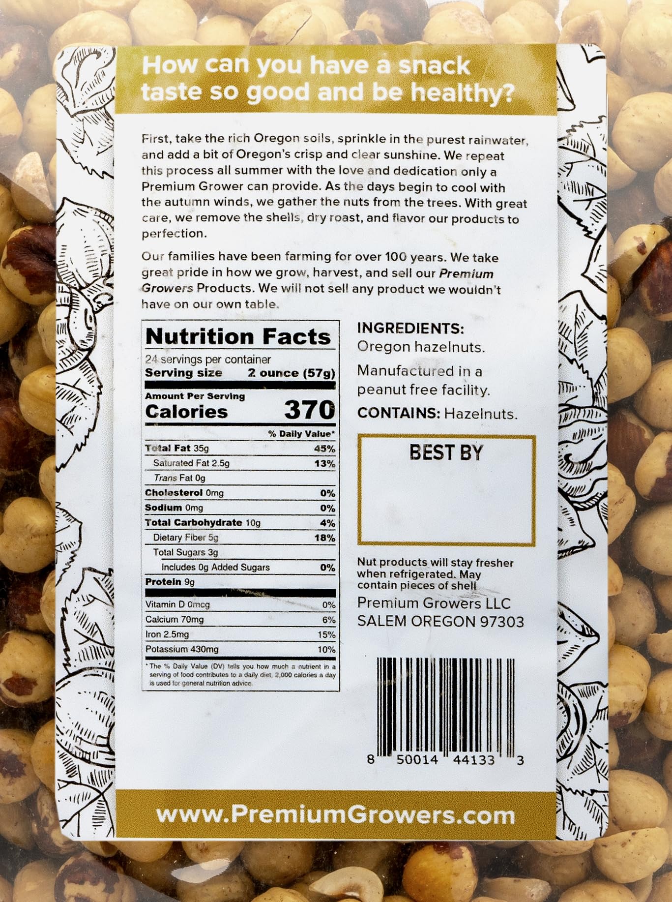 Oregon Farm To Table - Hazelnuts From Premium Growers - Dry Roasted - Lightly Salted – Kosher Certified (3Lb, Natural Roasted)