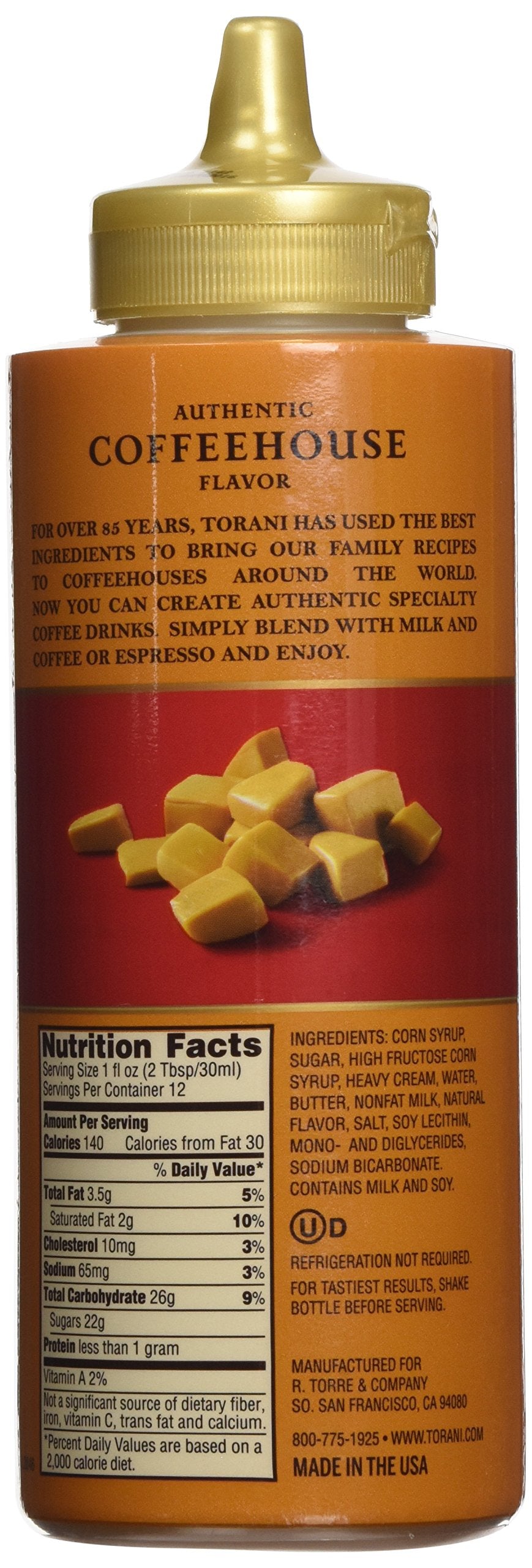 Torani Caramel Sauce, 16.5 oz Squeeze Bottle (2-Pack)